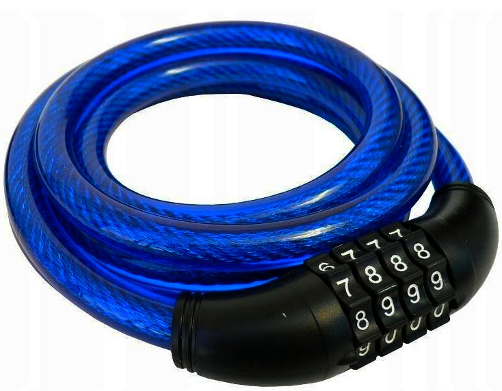 BEZPIECZNA BLOKADA ROWEROWA Z SZYFREM 10MM x 150CM - 68404 BICYCLE LOCK WITH CODE