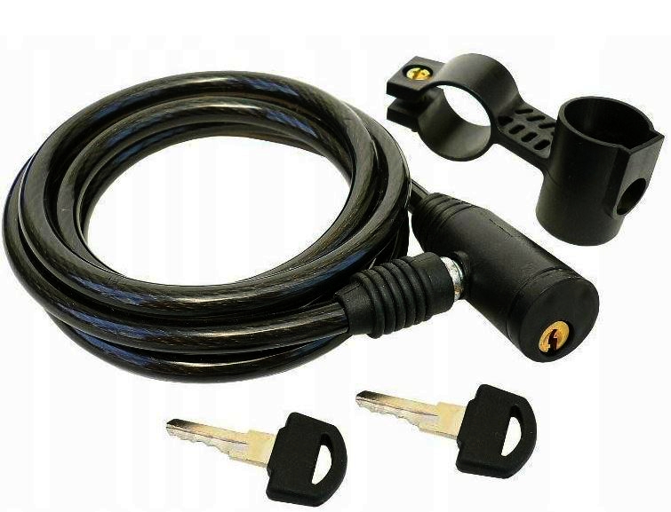 ZAMKNIĘCIE BLOKADA ROWEROWA NA KLUCZ 8MM/150CM - 68401 BICYCLE LOCK WITH KEY