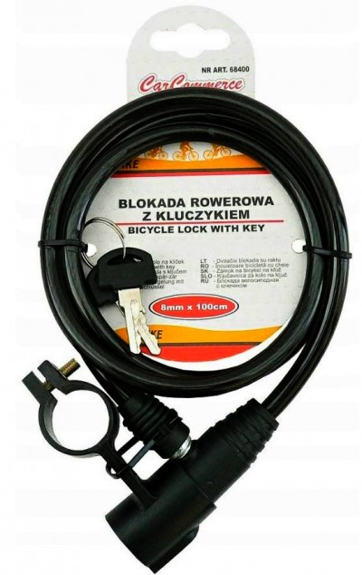 logo ZAMKNIĘCIE BLOKADA ROWEROWA NA KLUCZ 8MM/150CM - 68400
