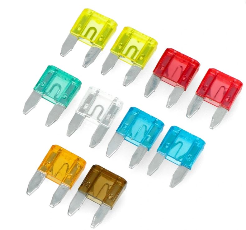 BEZPIECZNIK MINI- ZESTAW BEZPIECZNIKÓW PŁYTKOWYCH FUSE SET OF UNIVERSAL LAMELLAR FUSES MINI