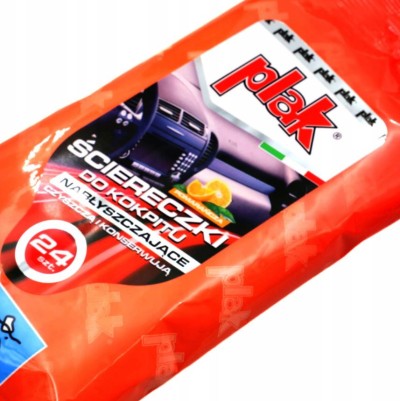 logo PLAK / ATAS ŚCIERECZKI DO KOKPITU NABŁYSZCZAJĄCE POMARAŃCZA 24SZT