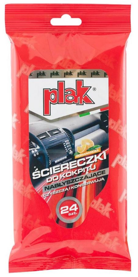 PLAK / ATAS ŚCIERECZKI DO KOKPITU NABŁYSZCZAJĄCE POMARAŃCZA 24SZT PLAK / ATAS Dashboard Wipes – Glossy Orange, 24 pcs