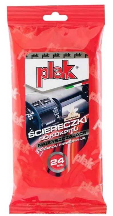 PLAK E0426 ŚCIERECZKI DO KOKPITU NABŁYSZCZAJĄCE WANILIA 24 szt. OLAK COCKPIT WIPES SHINING VANILLA 24 pcs.