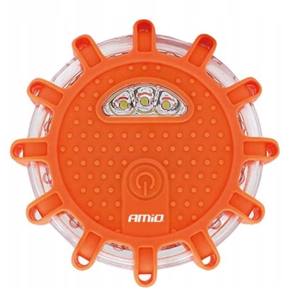 logo LAMPA OSTRZEGAWCZA AWARYJNA Z FUNKCJĄ LATARKI 3xAAA IP65 12SMD + 3SMD AMIO-02499