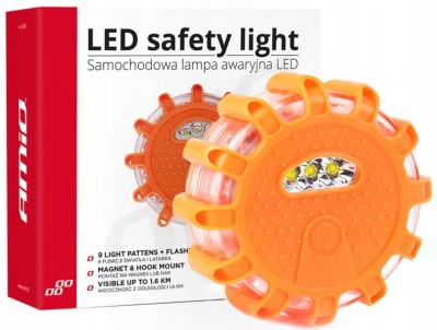 LAMPA OSTRZEGAWCZA AWARYJNA Z FUNKCJĄ LATARKI 3xAAA IP65 12SMD + 3SMD AMIO-02499 EMERGENCY WARNING LAMP WITH FLASHLIGHT FUNCTION RED FLASHING LIGHT 3xAAA IP65 12SMD + 3SMD AMIO-02499