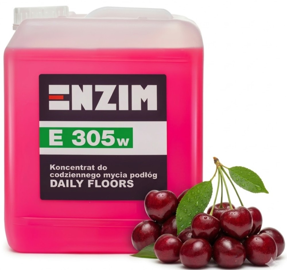 ENZIM E305W DAILY FLOORS WIŚNIA 5L Znakomity Koncentrat do codziennego mycia podłóg o pięknym wiśniowym zapachu