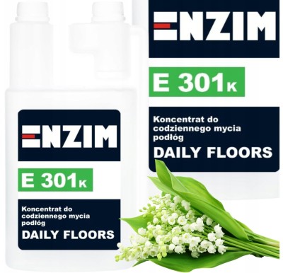 ENZIM E301K DAILY FLOORS KONWALIA 1L Znakomity Koncentrat do codziennego mycia podłóg  o pięknym zapachu konwalii