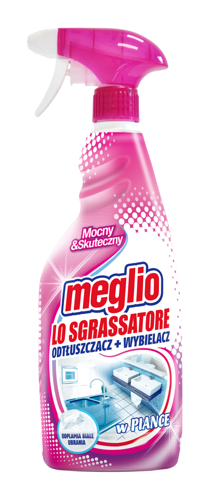 MEGLIO SGRASSATORE ODTŁUSZCZACZ + WYBIELACZ Znakomicie Rozpuszcza, Odtłuszcza, Zmywa oraz Wybiela powierzchnie