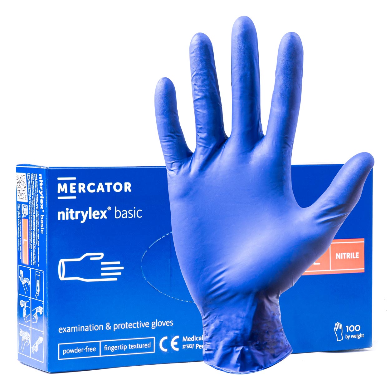 Rękawice nitrylowe niebieskie Mercator Nitrylex Basic rozmiar L 100 szt. 