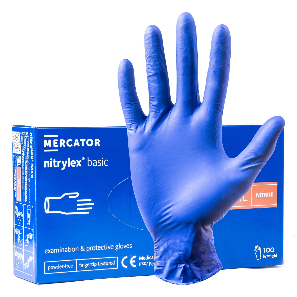 Rękawice nitrylowe niebieskie Mercator Nitrylex Basic rozmiar XL 100 szt. 
