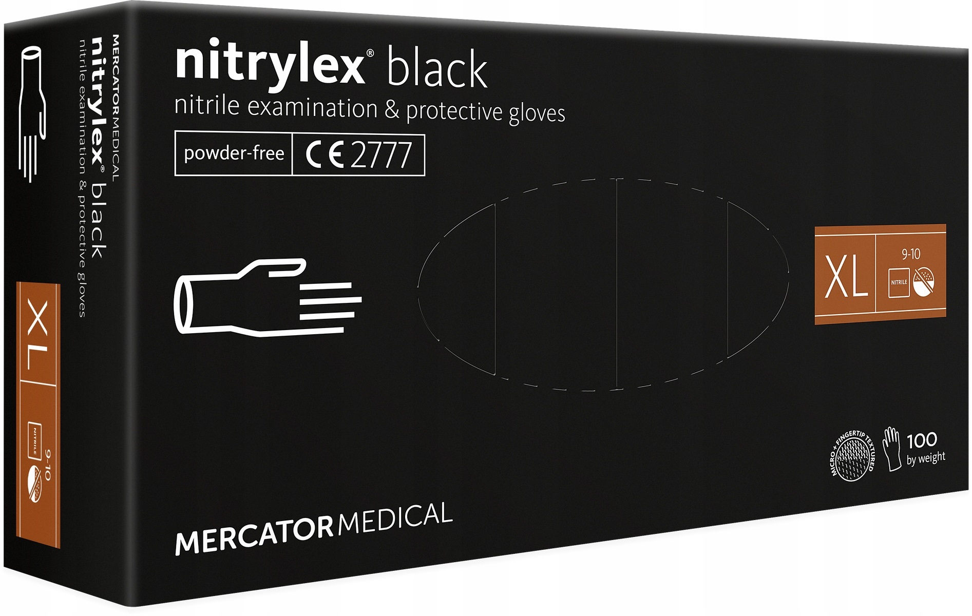 Rękawice nitrylowe czarne Mercator Nitrylex Black rozmiar XL 100 szt. 