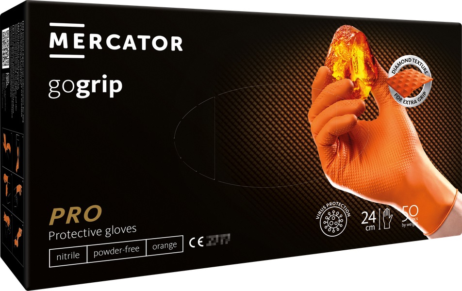 Rękawice nitrylowe pomarańczowe Mercator GoGrip Orange 50 sztuk rozmiar XL 