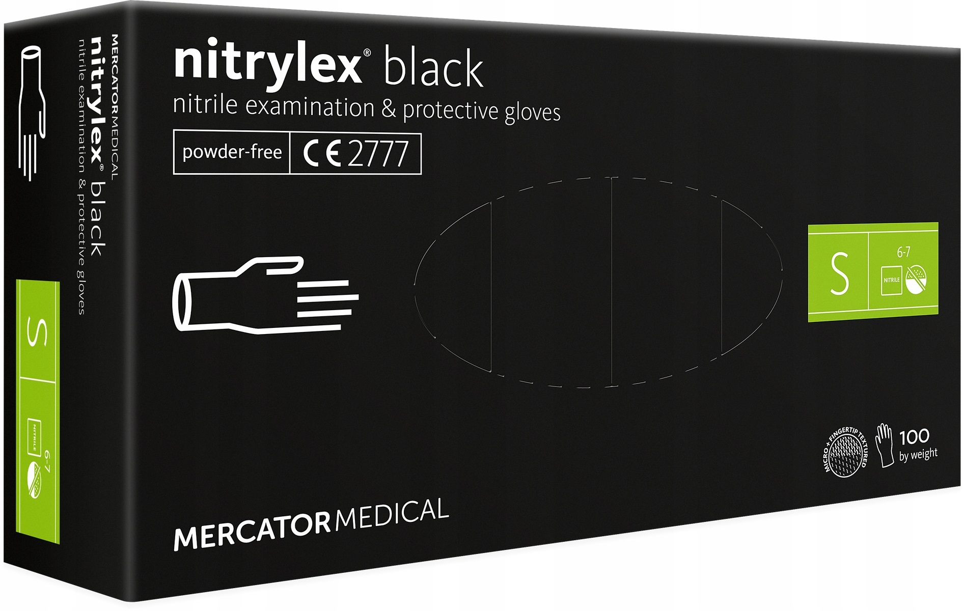 Rękawice nitrylowe czarne Mercator Nitrylex Black rozmiar S 100 szt. 